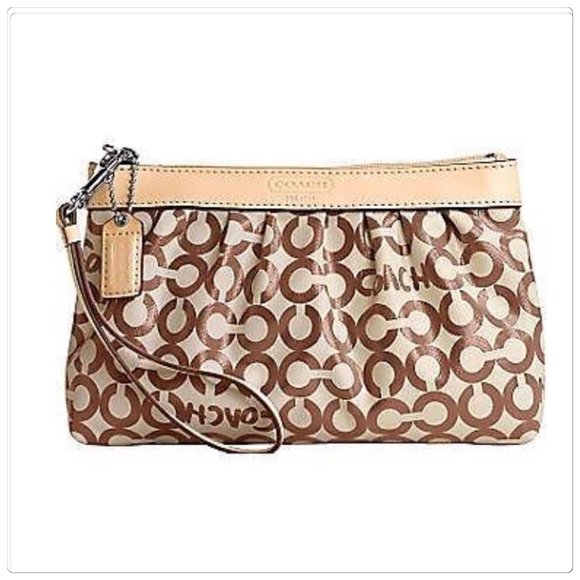 Coach Handbags - Coach signature print wristlet wallet